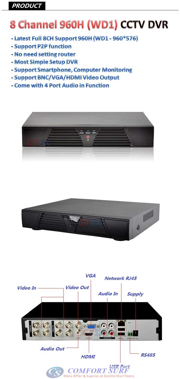 Latest 2015 & NEW Version 8 Channel P2P CCTV Full WD1 (960H) HDMI Network HD DVR Real Time Monitoring Via Smatphone / PC Latest 2015 & NEW Version 8 Channel P2P CCTV Full WD1 (960H) HDMI Network HD DVR Real Time Monitoring Via Smatphone / PC