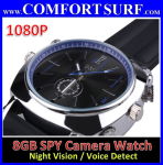 8GB IR Night Vision 1080P Waterproof watch Camera DVR with Voice Detect Function