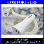 Car Charger with Dual USB Output 1.0A & 2.1A