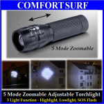 Mini Portable 5 Mode Zoomable Focusing Adjustable Torchlight Flashlight