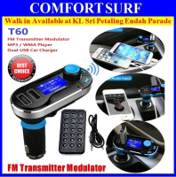 T60 Car FM Transmitter Modulator Kit MP3 WMA Player Dual USB Car Charger SD LCD Remote