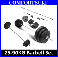 Fitness GYM 25 ~ 90 KG Barbell Set Quality Plating Weighing Barbell Bar / Pole Dumbbell Set