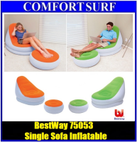 Bestway 75053 Inflatable Relaxing Single Air Chair + Foot Rest Lounge Seat Sofa