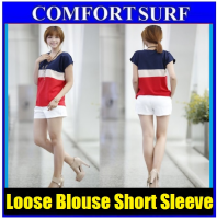 Loose Blouse Round Neck Short Sleeve T-shirt Chiffon