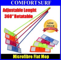Microfiber Flat Mop With Adjustable Length 70~125CM + 360° Rotatable Mop With Big Mop Cloth