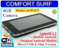 7' netPad9 Apad/Epad/Tablet PC Google Android 2.2 Froyo (Direct USB Port)