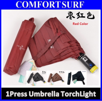 Added Torch Light Korea Style Foldable One Click ONLY Automatic Open & Close Umbrella