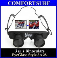 Portable 3 in 1 Binoculars EyeGlass Style 3x28 Magnification Observing Telescope