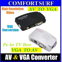 Video Svideo TV AV RCA to PC VGA Signal Adapter Converter video Switch Box
