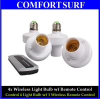 4x E27 Wireless Light Lamp Bulb Holder Cap Socket Switch with Remote Control