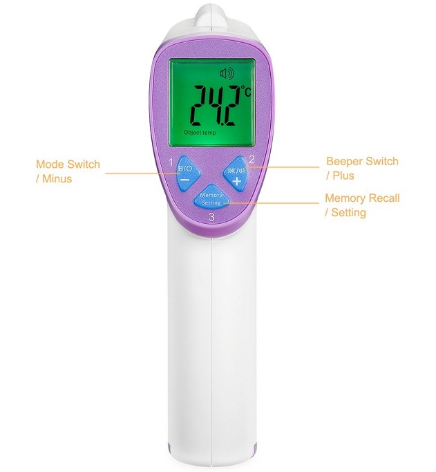 Multifunction Non Contact Infrared Body Forehead Baby Adult Digital Thermometer + Free Battery
