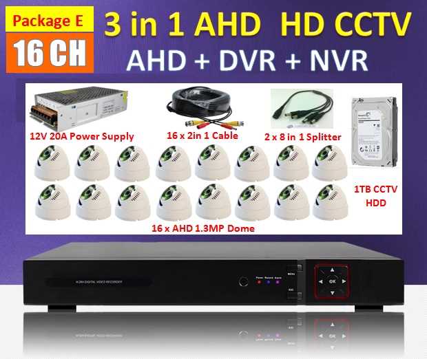 3 in 1 Latest 16 Channel AHD + DVR + NVR CCTV P2P HDMI Network HD Recorder Real Time Monitoring Via Smatphone / PC