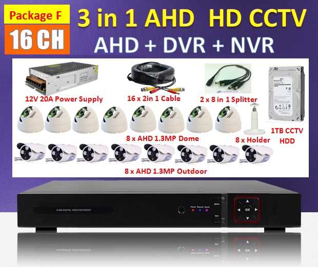 3 in 1 Latest 16 Channel AHD + DVR + NVR CCTV P2P HDMI Network HD Recorder Real Time Monitoring Via Smatphone / PC