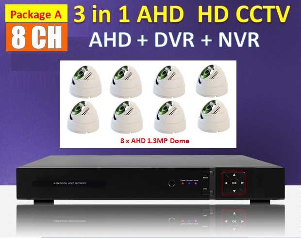 3 in 1 Latest 8 Channel AHD + DVR + NVR CCTV P2P HDMI Network HD Recorder Real Time Monitoring Via Smatphone / PC