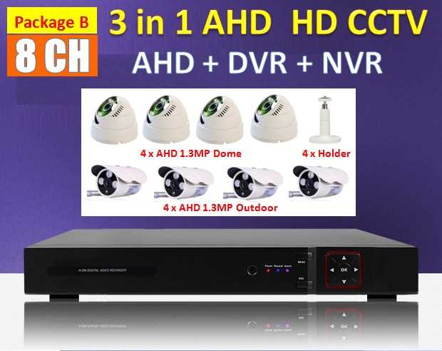 3 in 1 Latest 8 Channel AHD + DVR + NVR CCTV P2P HDMI Network HD Recorder Real Time Monitoring Via Smatphone / PC