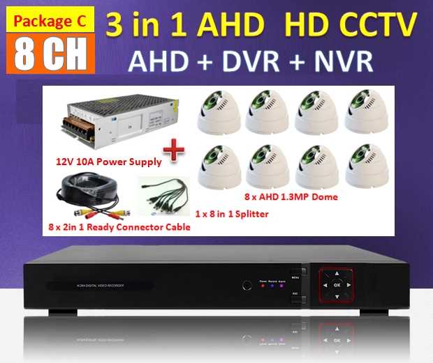 3 in 1 Latest 8 Channel AHD + DVR + NVR CCTV P2P HDMI Network HD Recorder Real Time Monitoring Via Smatphone / PC