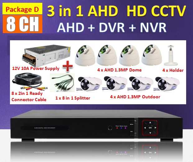 3 in 1 Latest 8 Channel AHD + DVR + NVR CCTV P2P HDMI Network HD Recorder Real Time Monitoring Via Smatphone / PC