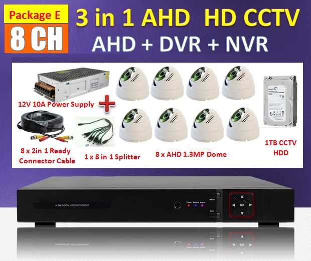 3 in 1 Latest 8 Channel AHD + DVR + NVR CCTV P2P HDMI Network HD Recorder Real Time Monitoring Via Smatphone / PC