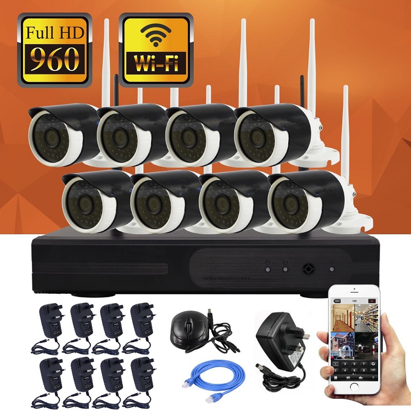Standalone 960P 1.3MP HD Wireless CCTV SYSTEM NVR Recorder IP CCTV Camera With Build in Wifi Module Router