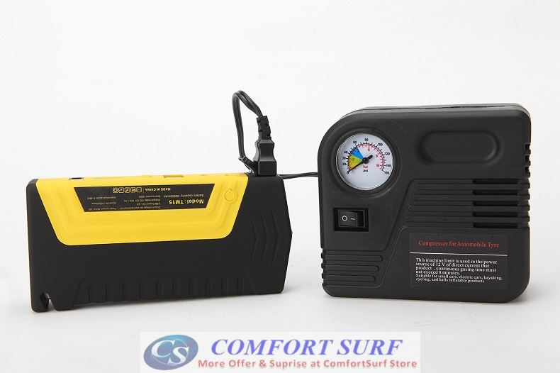 Latest Air Compressor Version, Original Multifunction Car Jumper Starter Power Bank 50800 with 5V 9V 12V 16V 19V Output for Gasoline car, mobile phone & Laptop Charger + 2X USB