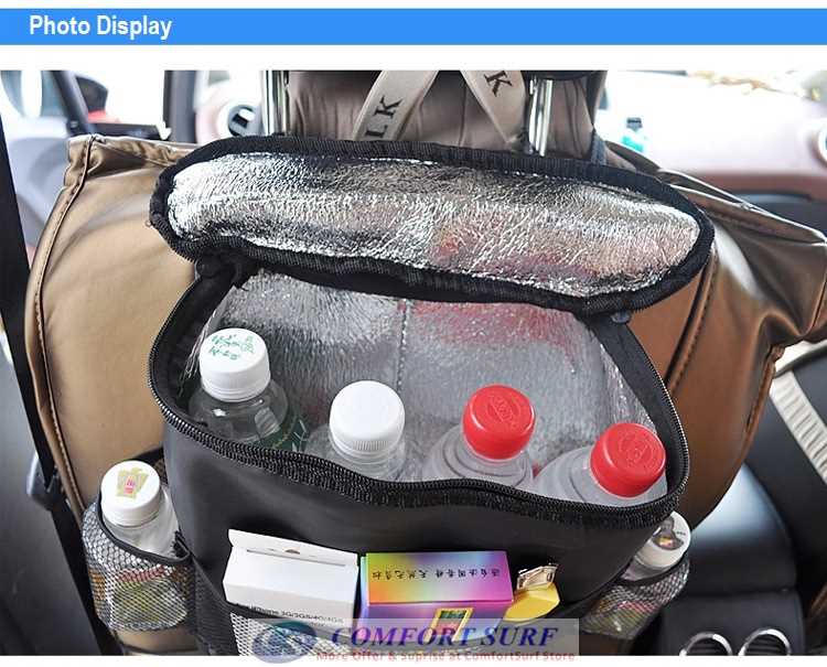 Car Back Seat Multipurpose Cool & Hot Insulation Storage Bag with Multi Holder Organizer + Tissue Holder