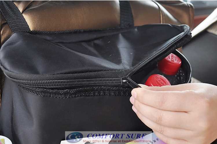 Car Back Seat Multipurpose Cool & Hot Insulation Storage Bag with Multi Holder Organizer + Tissue Holder