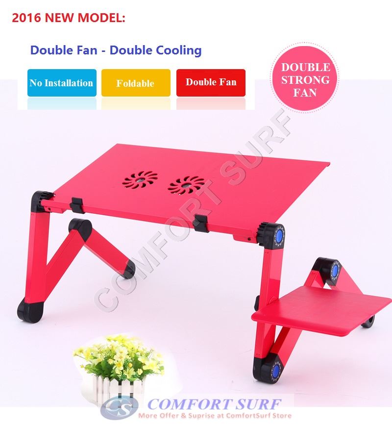 2016 Latest World's First Amazing Multifunction 360° Rotaion Foldable Laptop Table With Strong Big Fan Design Adopted One Seccond Lock Button Technology