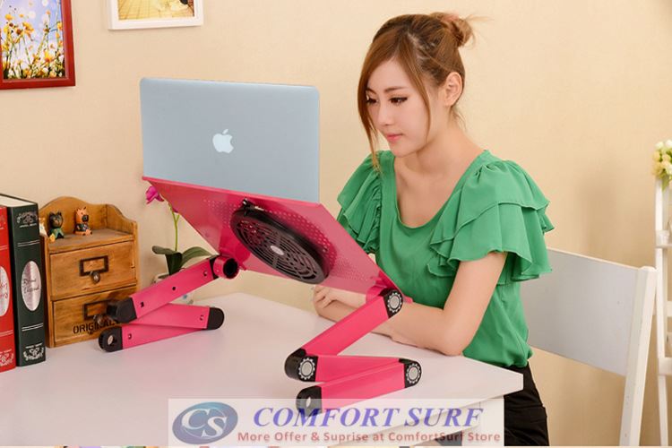 2016 Latest World's First Amazing Multifunction 360° Rotaion Foldable Laptop Table With Strong Big Fan Design Adopted One Seccond Lock Button Technology
