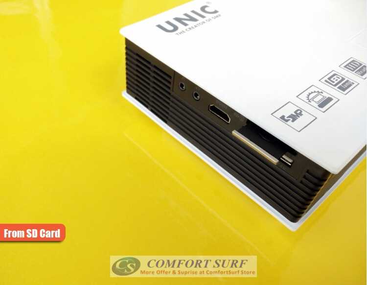 High Resolution LED projector 36-130' with Full HDMI, USB, AV, Audio, SD Card Port.. The New Simplified Micro Projector