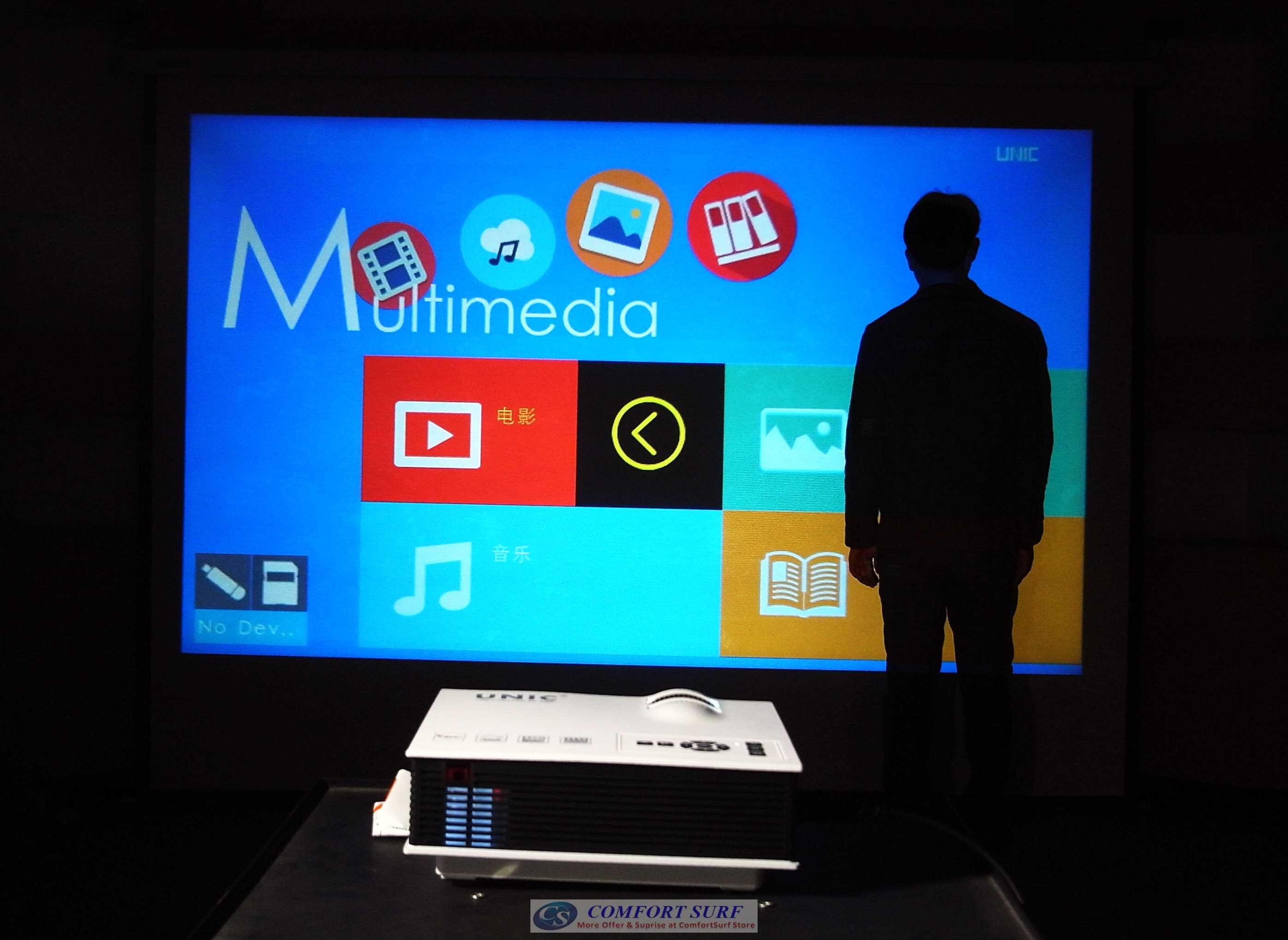 High Resolution LED projector 36-130' with Full HDMI, USB, AV, Audio, SD Card Port.. The New Simplified Micro Projector