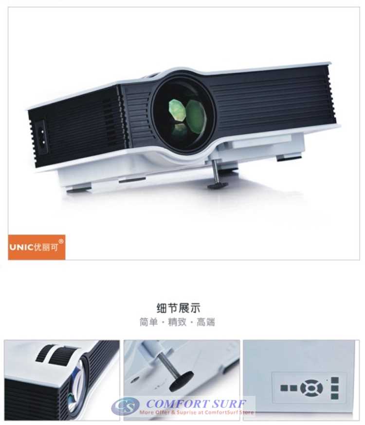 High Resolution LED projector 36-130' with Full HDMI, USB, AV, Audio, SD Card Port.. The New Simplified Micro Projector