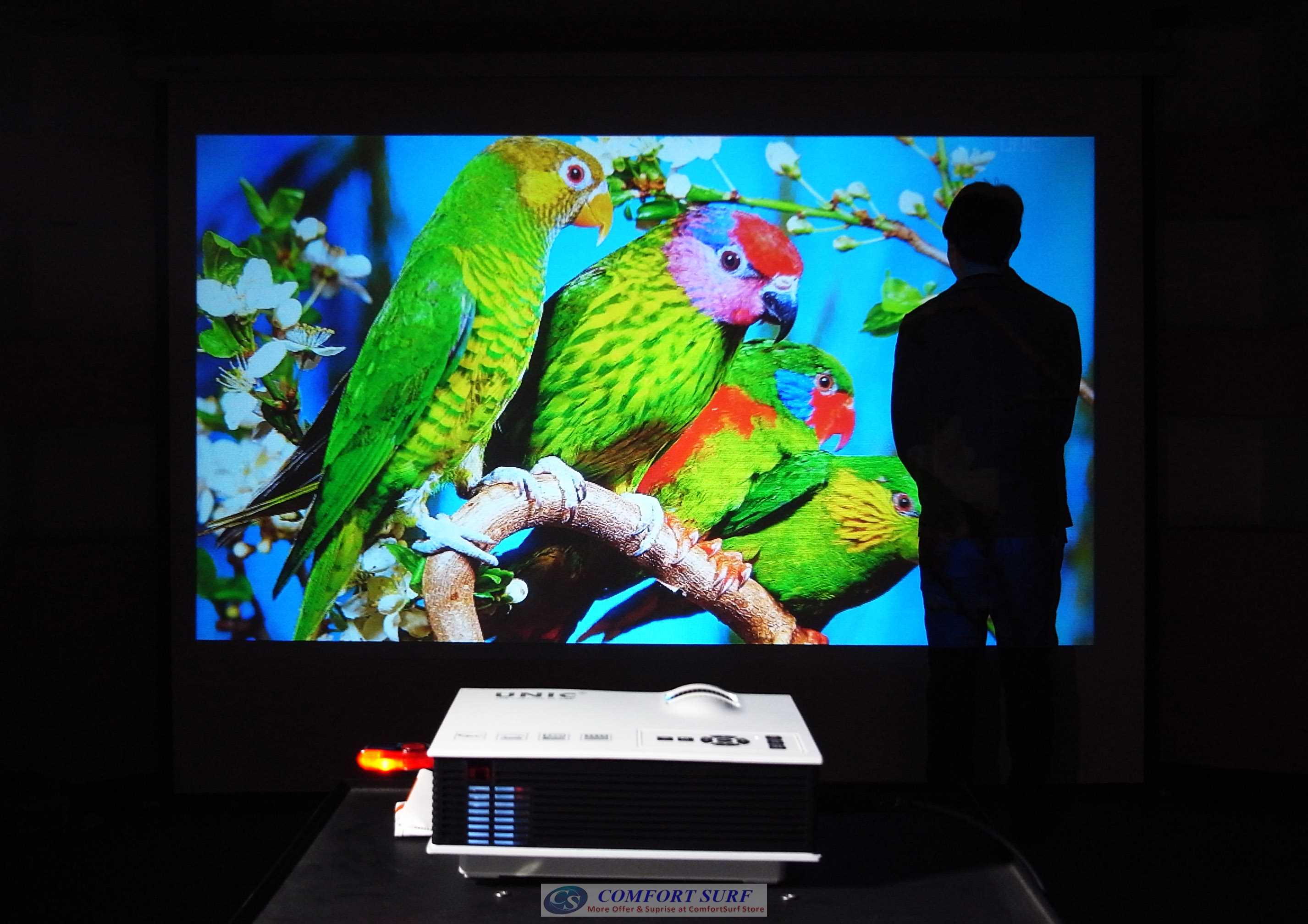 High Resolution LED projector 36-130' with Full HDMI, USB, AV, Audio, SD Card Port.. The New Simplified Micro Projector