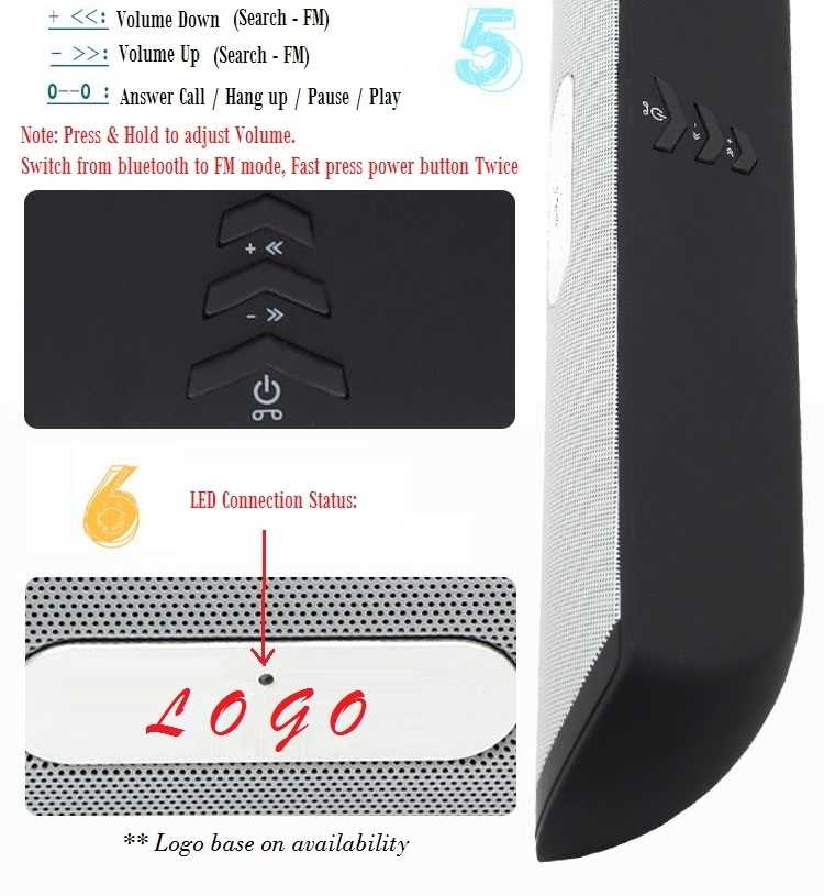 NEW BE-13 Bluetooth Hand-Free Speaker for Mobile Phone Calling & Receive Phone + MP3 Player + FM Radio + Build in with 4 x Speaker