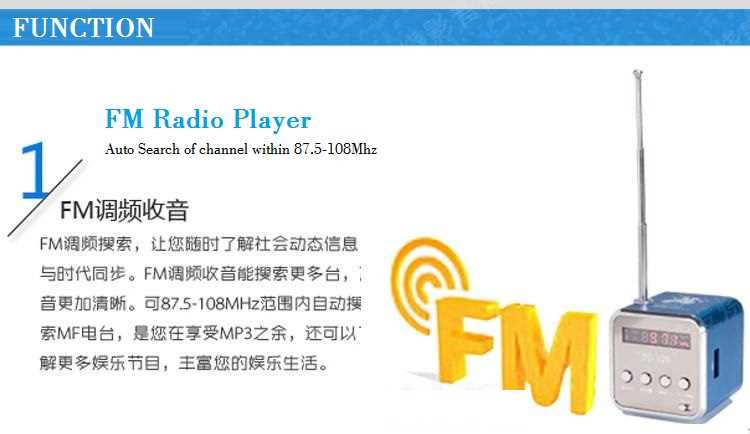 Mini Speaker TD-V26 With Music MP3 Player / FM Radio & Display