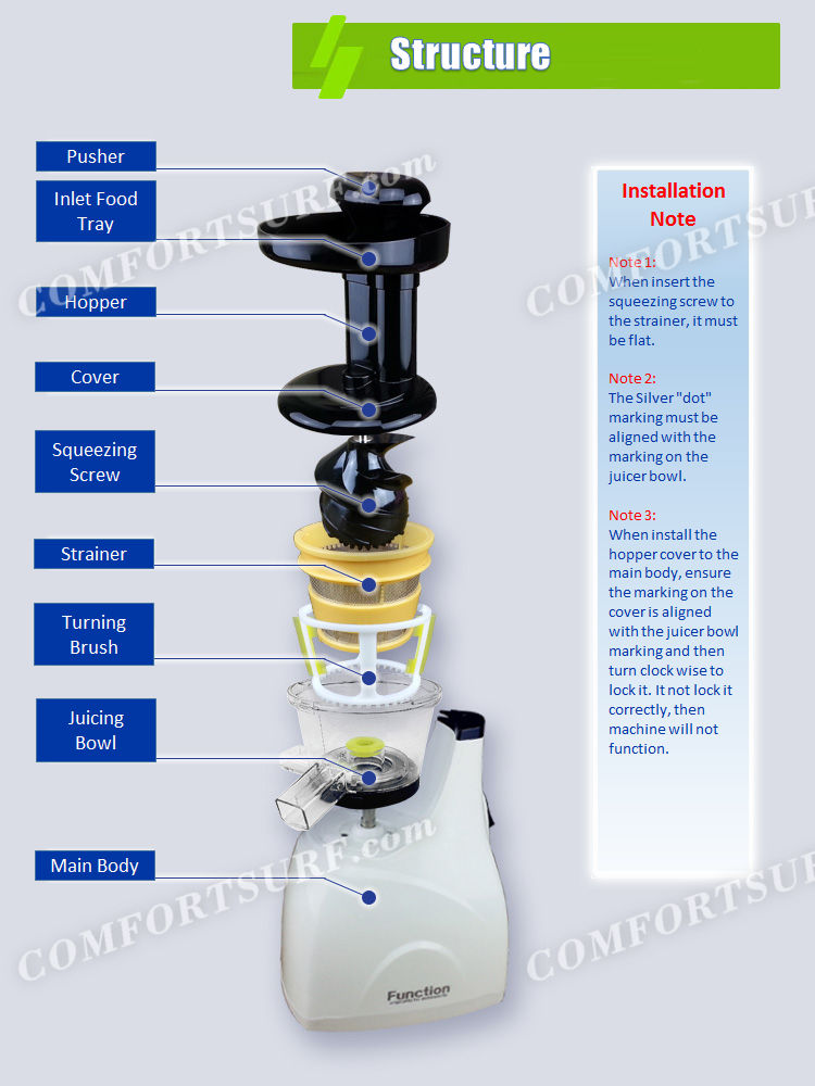 Function HDC-S500 Professional Anti-Oxidation Low Speed Extractor Fruit Slow Juicer