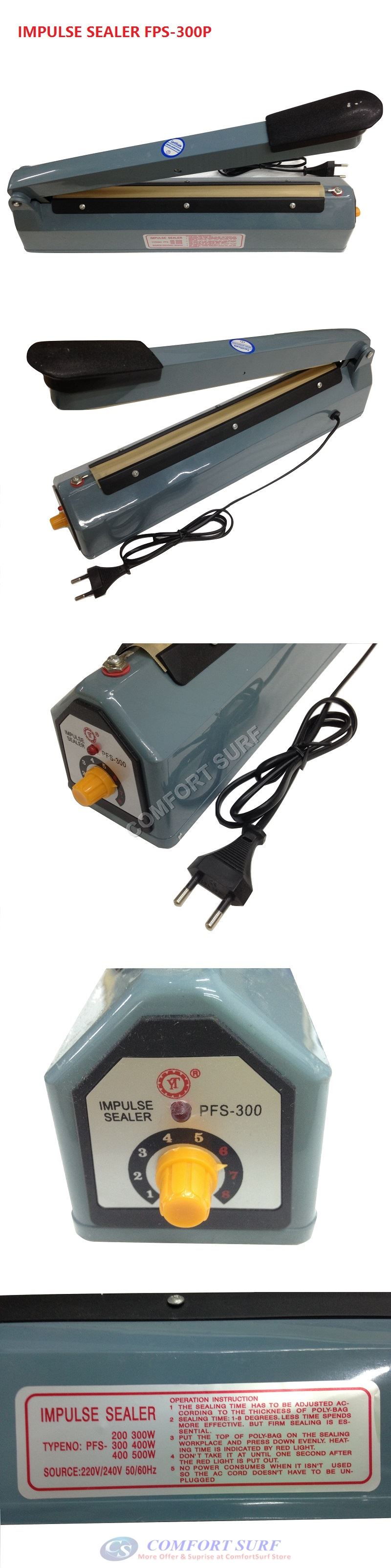 200mm / 300mm Portable Food Heat Sealing Impulse Sealer Machine Poly Free Element Plastic Sealer ( In Retail Packaging)