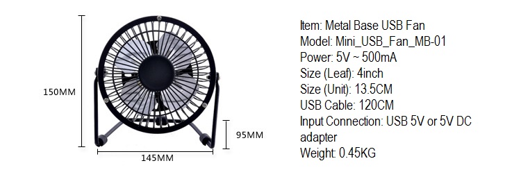 Item 1 : 4" Portable Lightweight Super Mute / Queit Mini USB Rotatable Fan