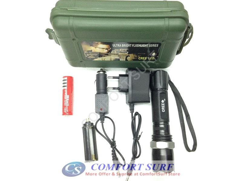 Ultrafire Strong CREE Q5 LED Zoomable Torchlight Flashligh with 5 Adjustable Mode, Direct Charging (FREE Car Charger)