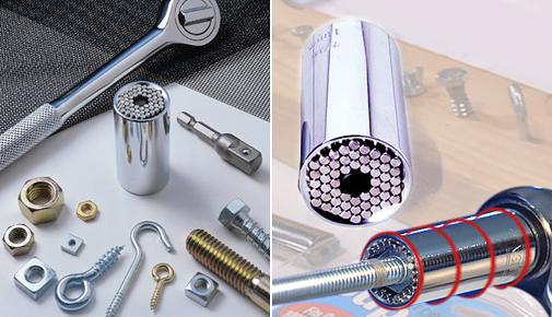 3pcs Set Magic Gator Grip Chrome Universal Multi-function Socket 7-19mm Ratchet Wrench Tool