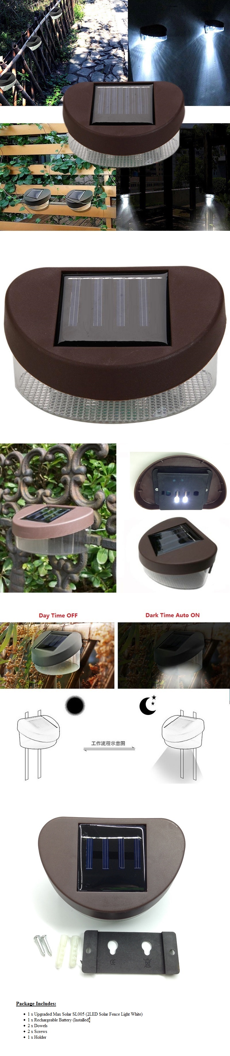 Solar Powered LED Yard Lawn Light Outdoor Landscape Garden Path Gutter Fence Light Lamp