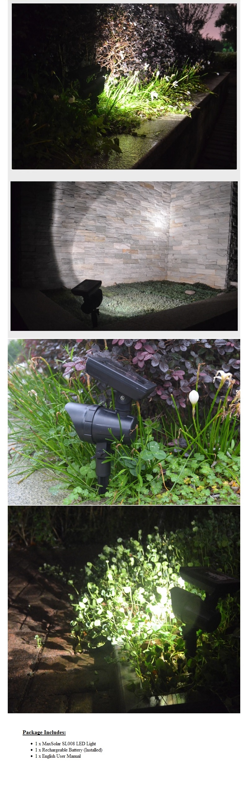 Outdoor Adjustable Solar LED Path Security Landscape / Garden / Yard / Wall / Fence / Pathway Light With Adjustable Panel and Head