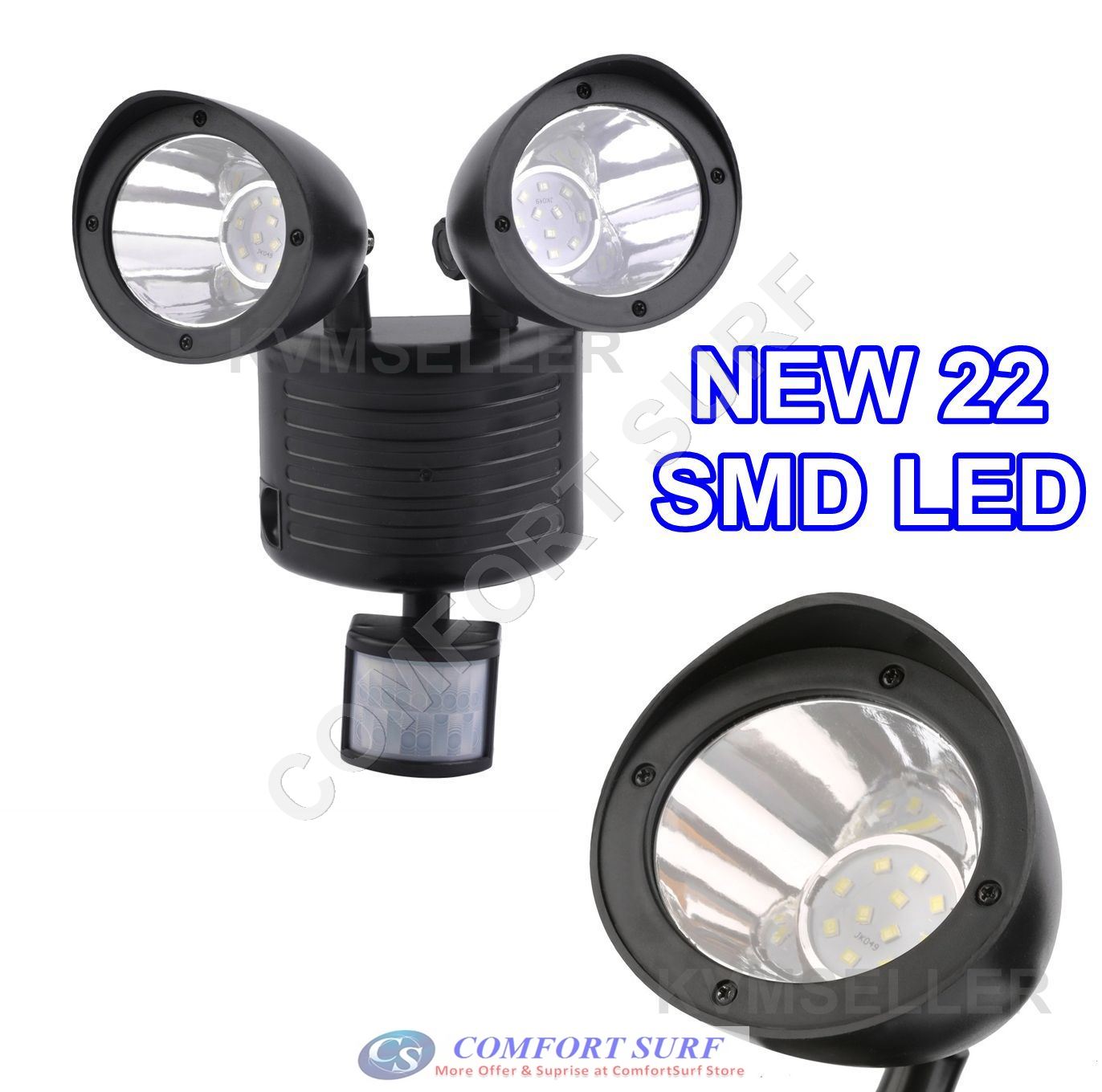 MAX Solar Power Super Bright 60 LEDs Security Motion Sensor Light 3 Modes Adjustable (SENS/TIME/LUX)