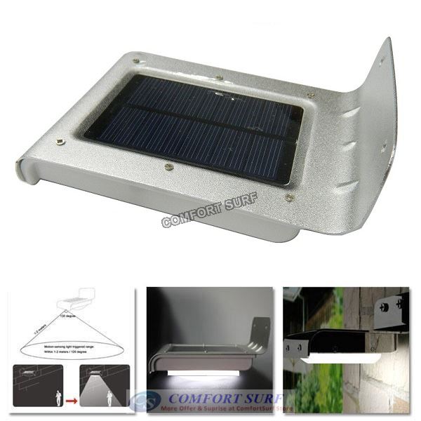 Solar Infrared Motion Sensor 16 LED Security Light Wall Mount Lamp (Dim/Dark/Light)