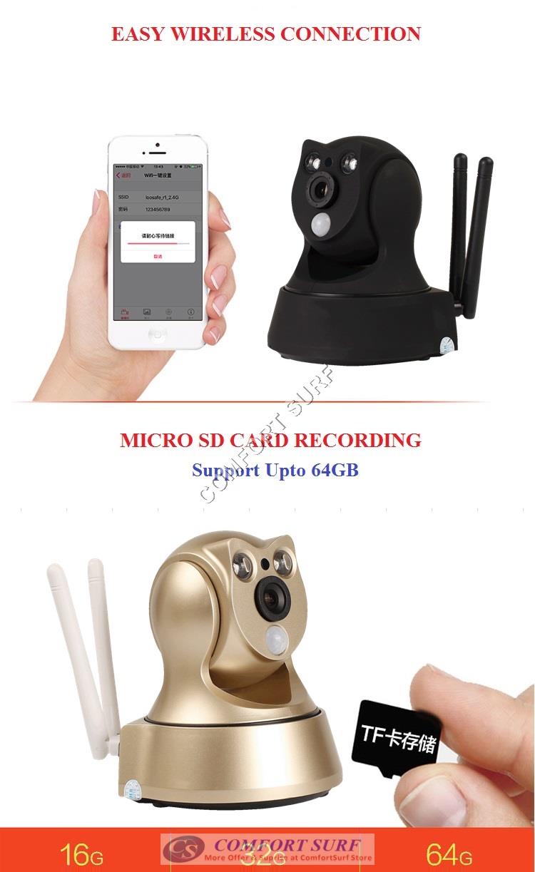 Wide Angle 960P / 720P HD P2P Wireless IP Camera With PIR Motion Sensor + IR Night Vision / MicroSD via Smartphone - Alarm Phone Calling