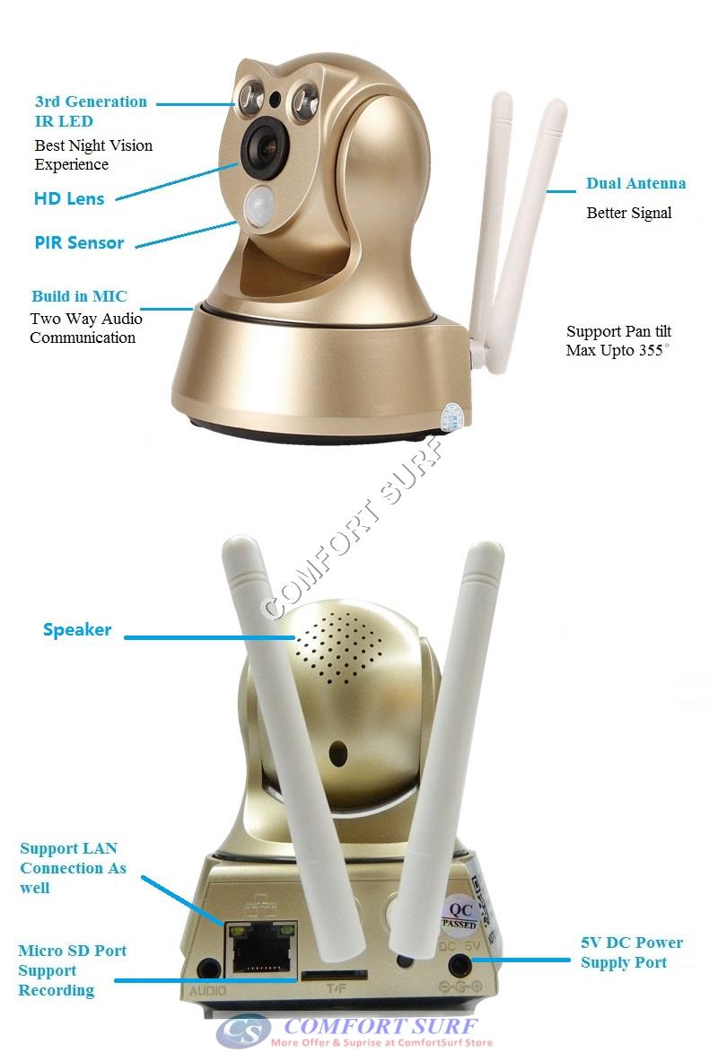 Wide Angle 960P / 720P HD P2P Wireless IP Camera With PIR Motion Sensor + IR Night Vision / MicroSD via Smartphone - Alarm Phone Calling