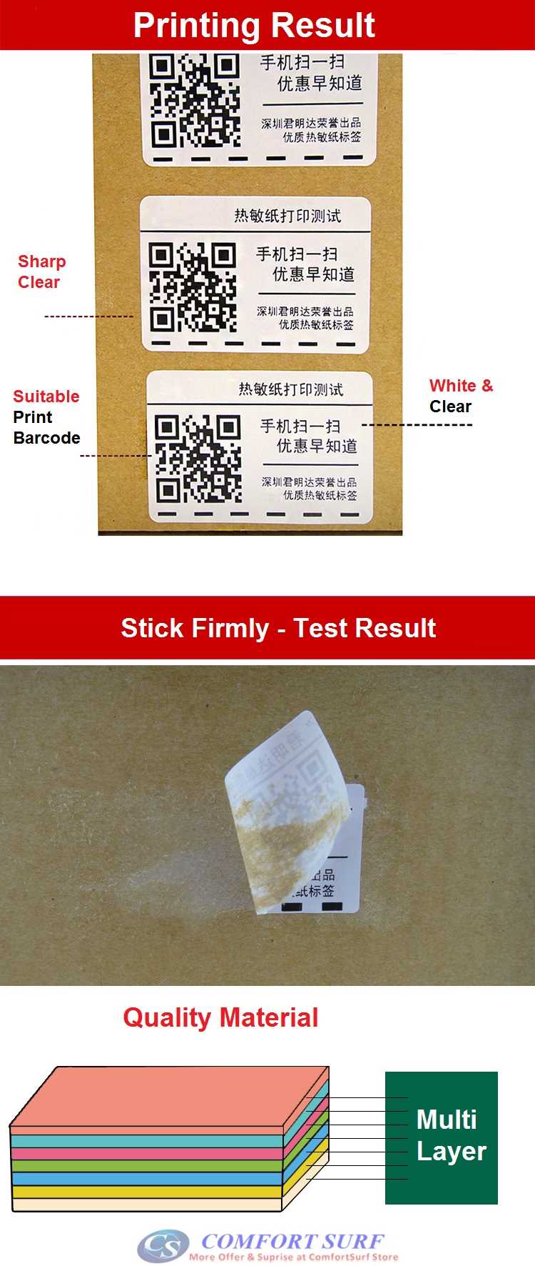All Size Barcode Label Thermal Paper for barcode / label thermal printing
