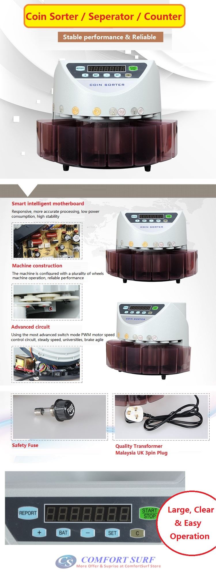 BANKER AUTO COIN SORTER COIN COUNTER MACHINE WITH LCD DISPLAY MALAYSIA COIN CUSTOMIZED HEAVY DUTY