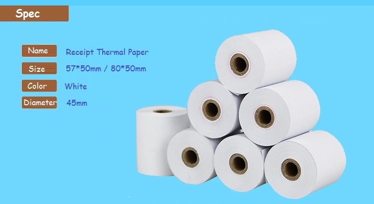 POS Cash Register Thermal Receipt Paper 57x50mm / 80x50mm For Printer 58mm / 80mm