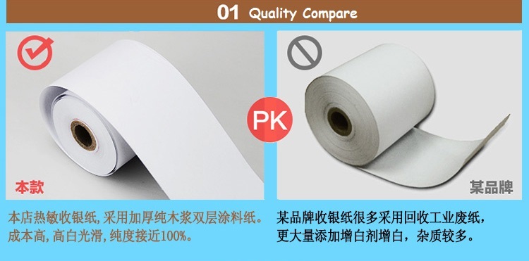 POS Cash Register Thermal Receipt Paper 57x50mm / 80x50mm For Printer 58mm / 80mm