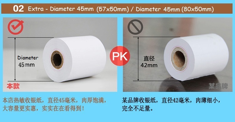 POS Cash Register Thermal Receipt Paper 57x50mm / 80x50mm For Printer 58mm / 80mm